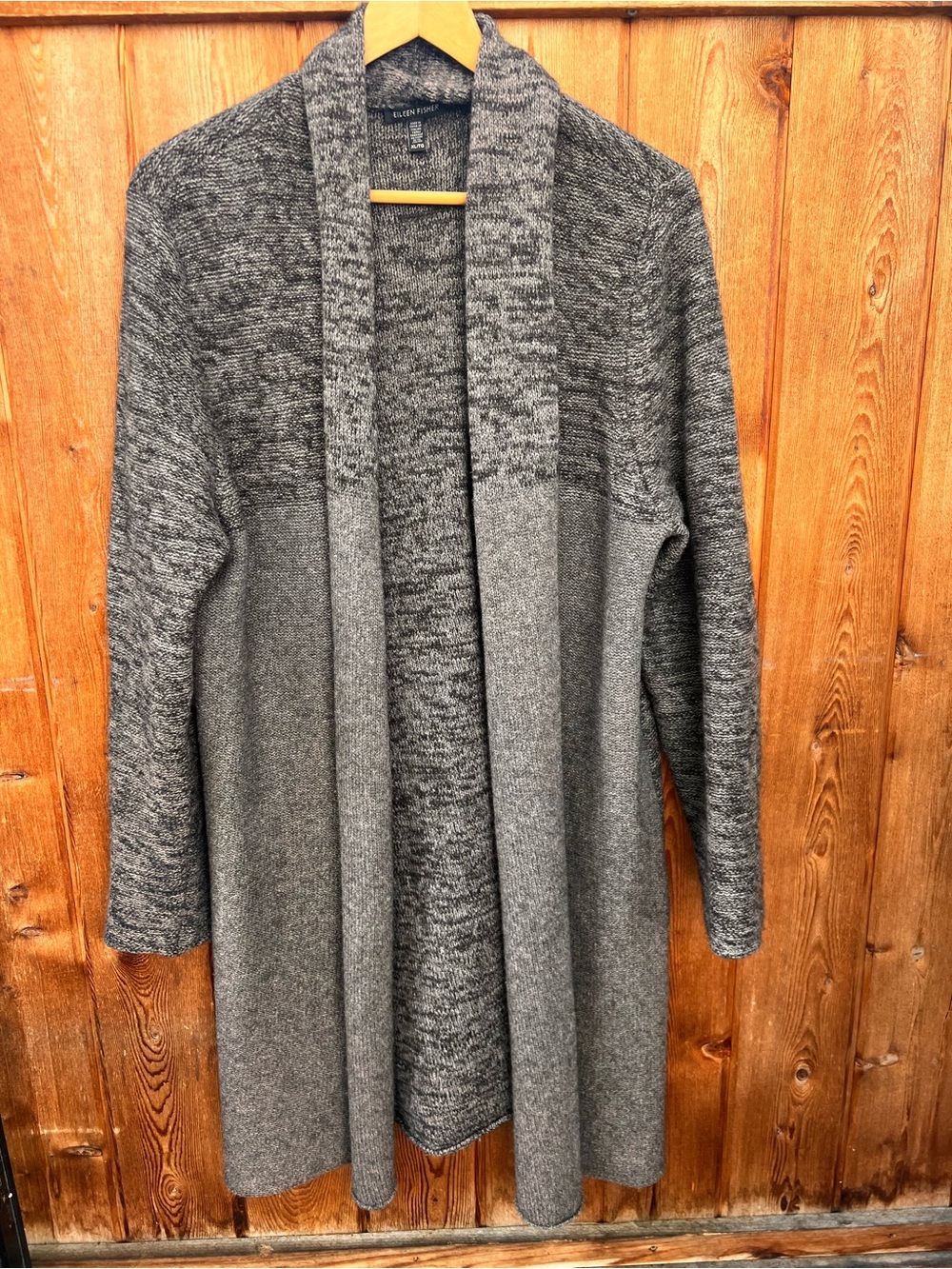Eileen Fisher Supersoft Yak & Merino Heatherblock Cardigan Size XL